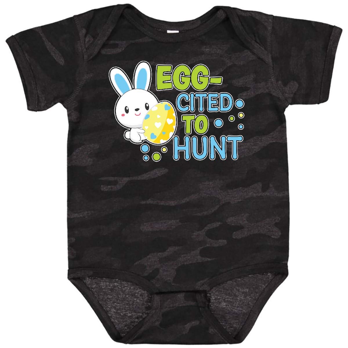 Inktastic 'Eggcited To Hunt' Bunny Holding Easter Egg Baby Bodysuit - Cute Easter Outfit for Infants & Toddlers