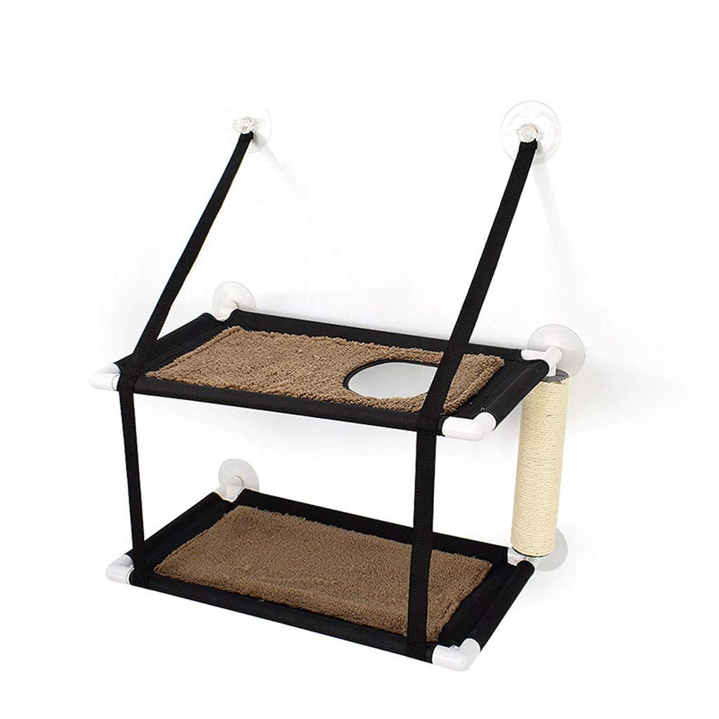 Premium Cat Window Perch with Sisal Scratching Post - Space-Saving Sunny Seat & Hammock for Large Cats - Perfect for Apartment Living, Sunbathing & Indoor Play