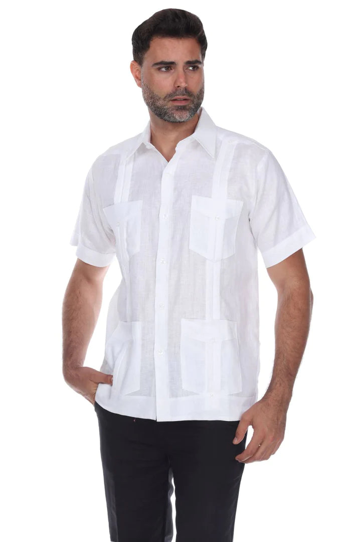 Men's Guayabera Shirt - Classic Cuban Style Short Sleeve Button Down (1673) | Perfect for Summer Weddings, Beach Vacations & Casual Wear