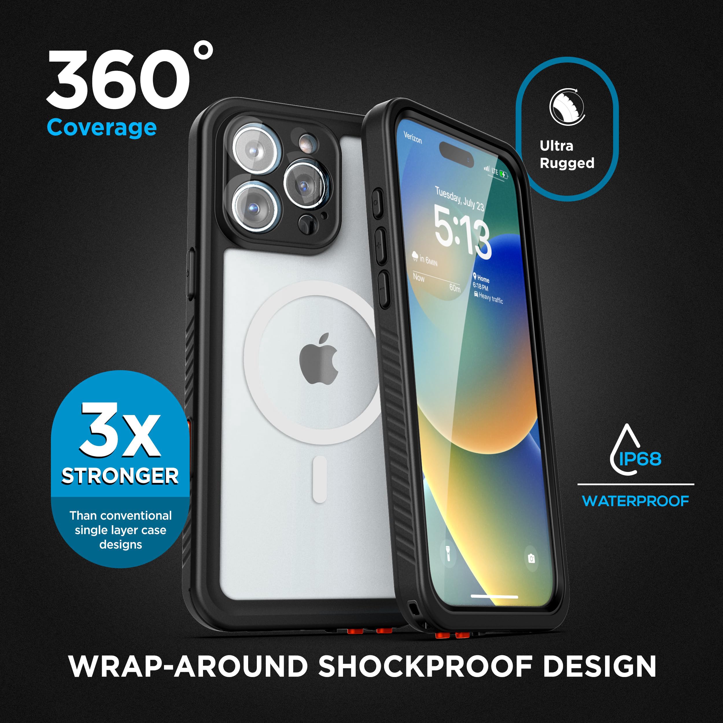 ENCASED Military Grade IP68 Waterproof Belt Case for iPhone 16 Pro Max with Camera Control Button - Full Body Protection, MagSafe Compatible Holster Clip - Perfect for Outdoor Adventures, Construction Work & Active Lifestyles