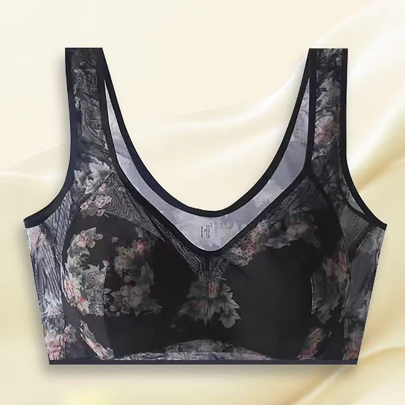 Ellebloom Women's Ice Silk Lace Wireless Push Up Bra - Seamless Soft Comfort Bra for Everyday Wear | Cooling Breathable Summer Bras for Yoga, Workout & Sleep | Perfect for Office, Lounge & Hot Weather | Gym, Nighttime & Relaxation Comfort Wear 2024
