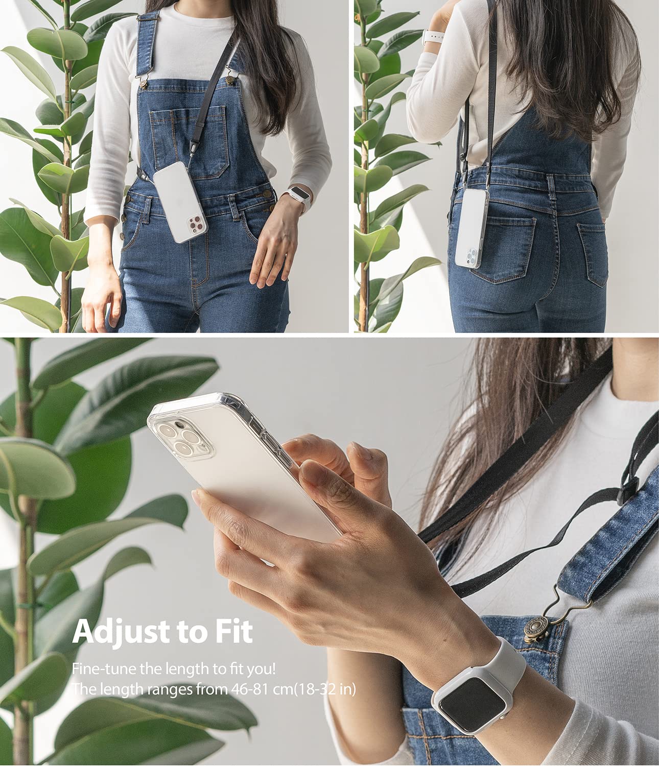 **Ringke Adjustable Universal Crossbody Shoulder Strap – Durable Phone & Camera Lanyard for Smartphones, DSLRs, and Cases – Perfect for Travel, Hiking, and Events**