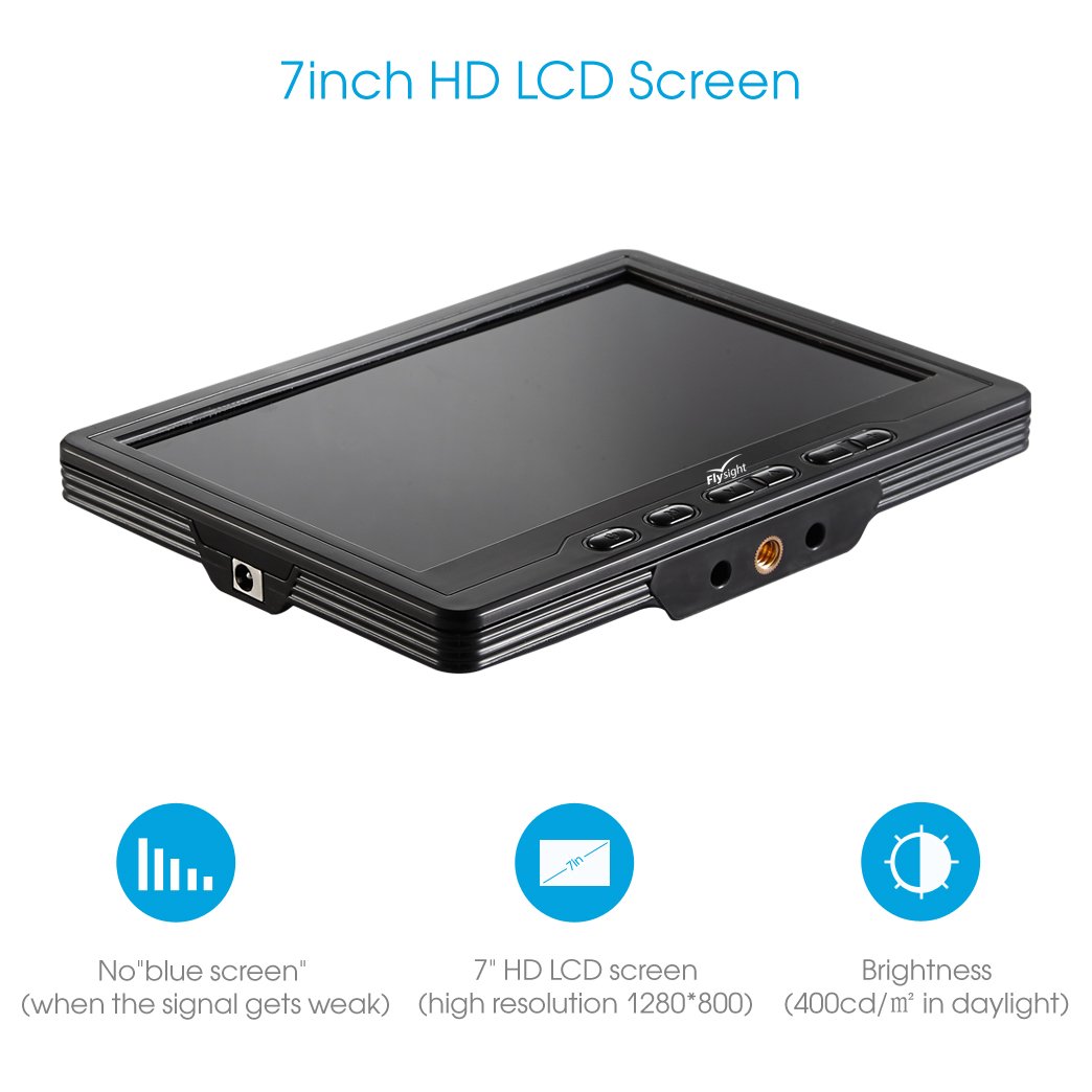7 Inch Black Pearl IPS Field Monitor - 1280x800 HD FPV Racing Quad Camera Display with Integrated Battery for Sony Canon Nikon Olympus DSLRs - Perfect for Drone Racing, Photography & Videography
