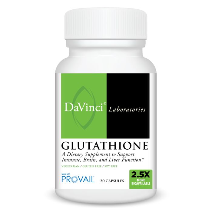 Davinci Labs Glutathione Supplement - 500mg Glutathione Capsules (30 Count) - Antioxidant Support for Immune Health & Skin Brightening - Perfect for Daily Wellness Routine & Detox Support