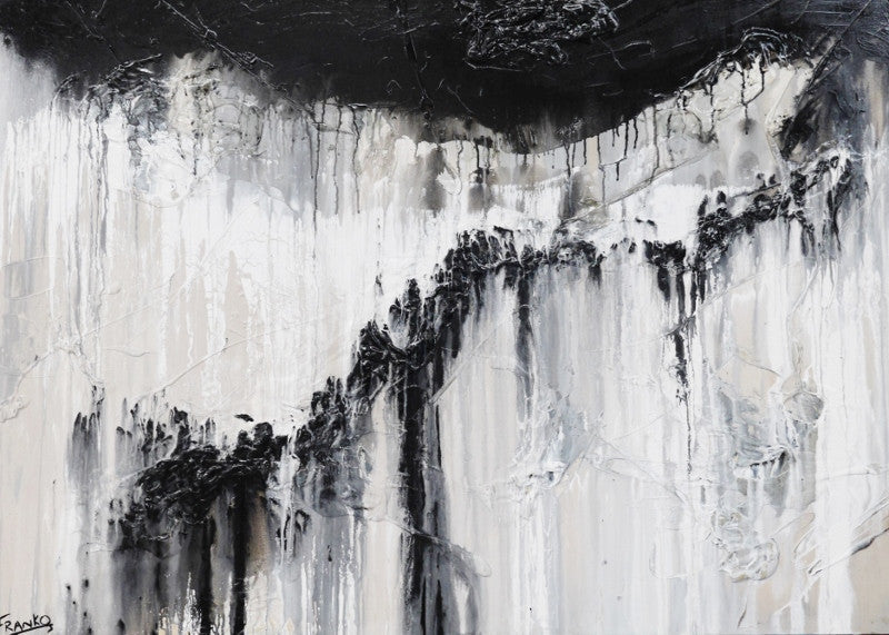Abstract Black and White Wall Art - Modern Canvas Painting for Home & Office Decor | Perfect for Living Room, Bedroom, or Workspace