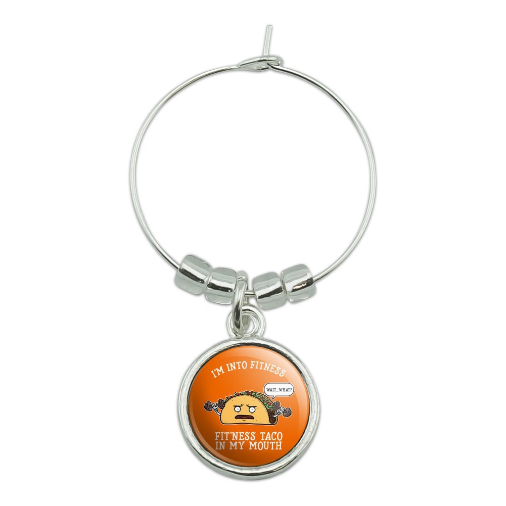 Funny Fitness Wine Glass Charm - 'Fit'ness Taco in My Mouth' Drink Marker for Wine Lovers & Gym Enthusiasts - Perfect for Parties, Workouts & Humorous Gifts