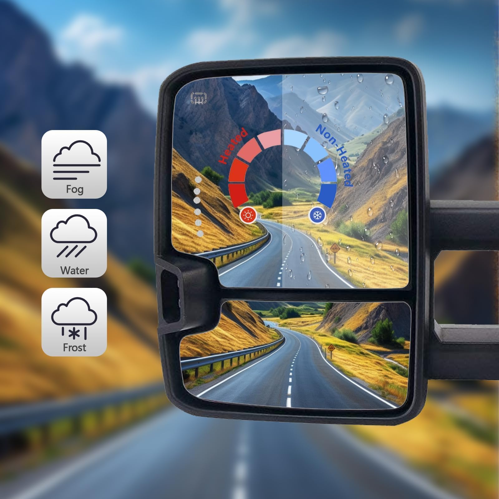 Heated Amber Signal Towing Mirrors Replacement for 2014-2018 Chevrolet Silverado & GMC Sierra 1500/2500/3500 HD Power Pickup Truck - Black Pair (Perfect for Off-Roading, Towing Trailers & Enhanced Night Visibility)