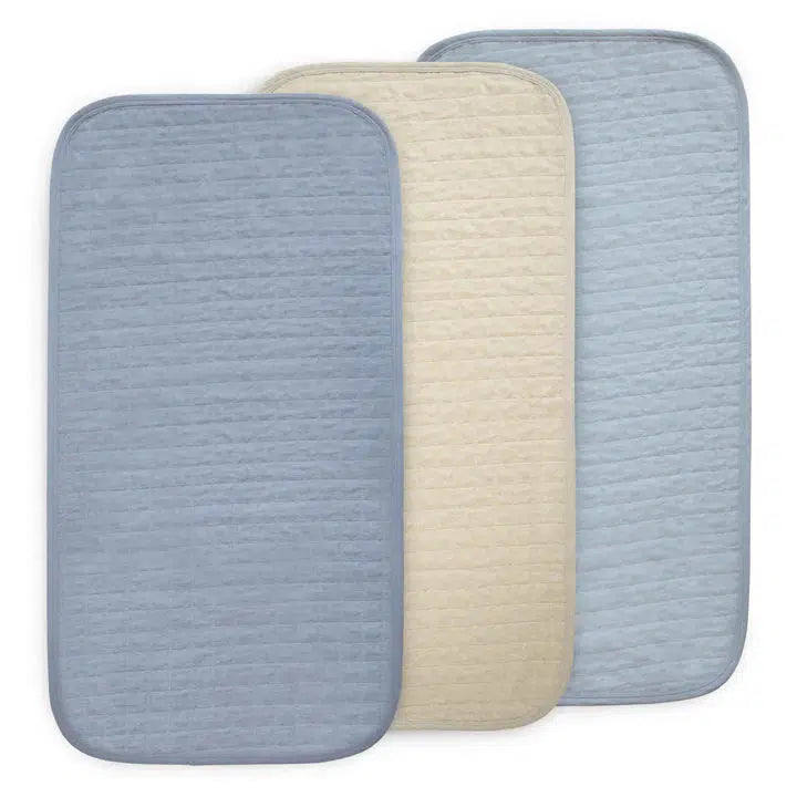 Mushie Organic Cotton Changing Pad Liners 3-Pack - Soft, Absorbent & Washable - Blue Combo for Baby Diaper Changing Station & Nursery Essentials