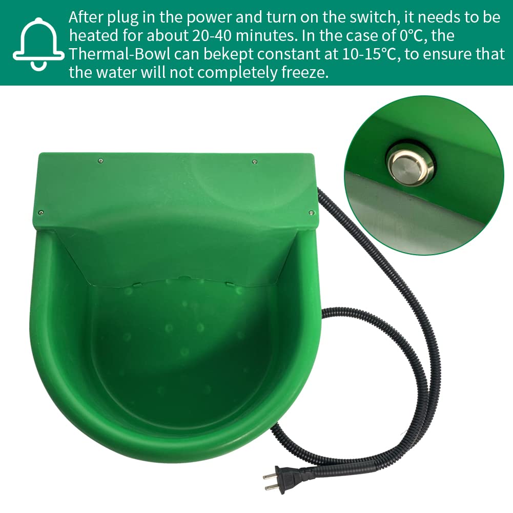 4L Automatic Heated Horse Water Bowl - Large Capacity Farm Animal Waterer with Float Control & Constant Temperature - Ideal for Outdoor Use with Dogs, Goats, Chickens and Other Pets in Winter