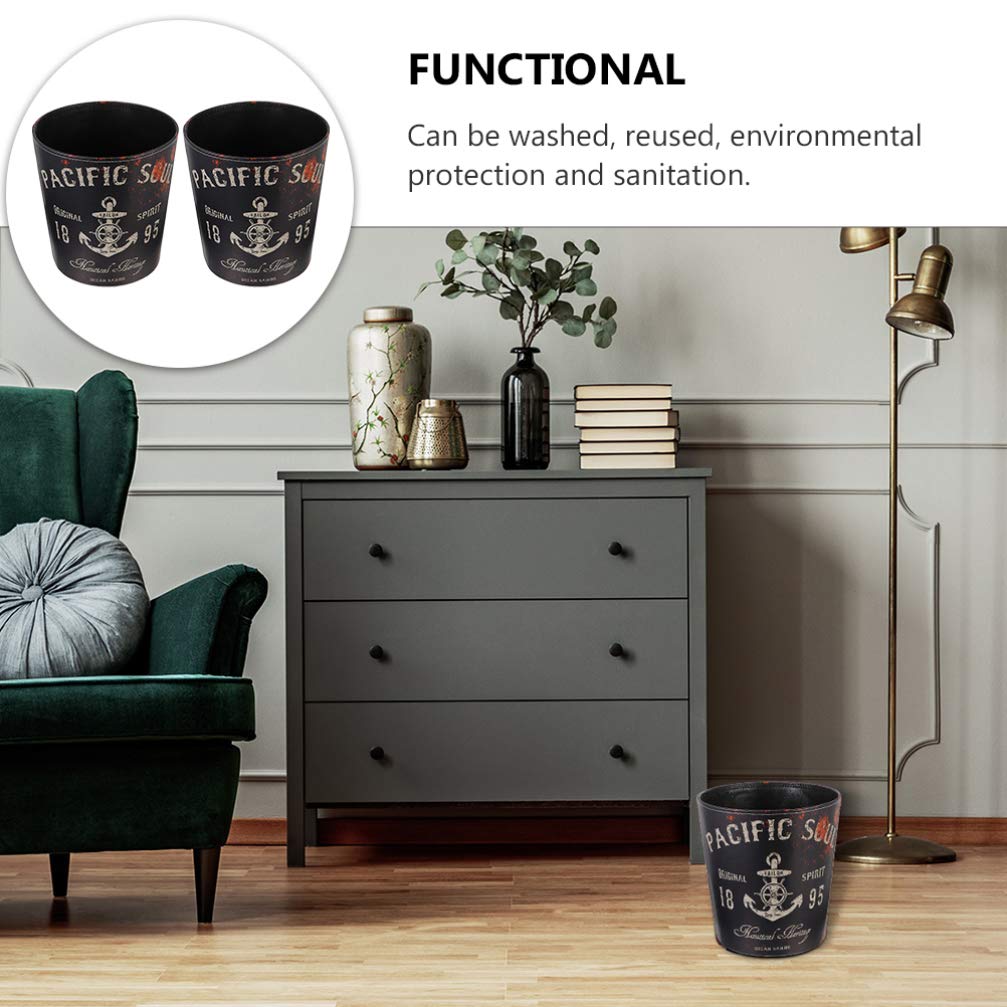 Garneck 2-Pack Leather Waste Baskets - Elegant Retro Trash Cans for Home, Kitchen & Office Storage | Perfect for Paper Waste, Recycling & Small Trash Disposal in Living Rooms, Bedrooms & Workspaces