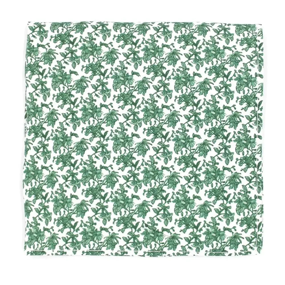 L.A. Smith Green Delicate Floral Tie and Pocket Square Set - Elegant Formal Accessories for Weddings, Prom & Business Events