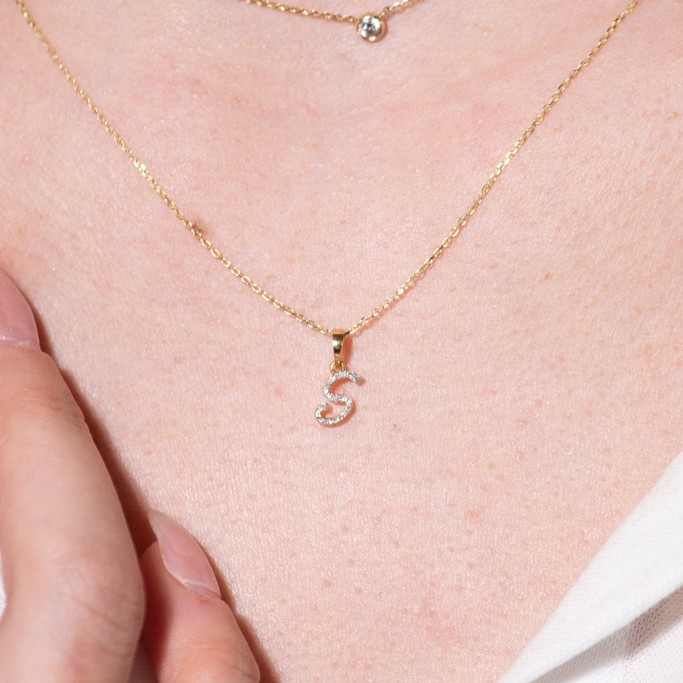 14K White Gold Cursive Diamond Initial Necklace - Personalized Name Pendant for Women, Elegant Monogram Jewelry Gift for Her | Perfect for Birthdays, Anniversaries & Special Occasions
