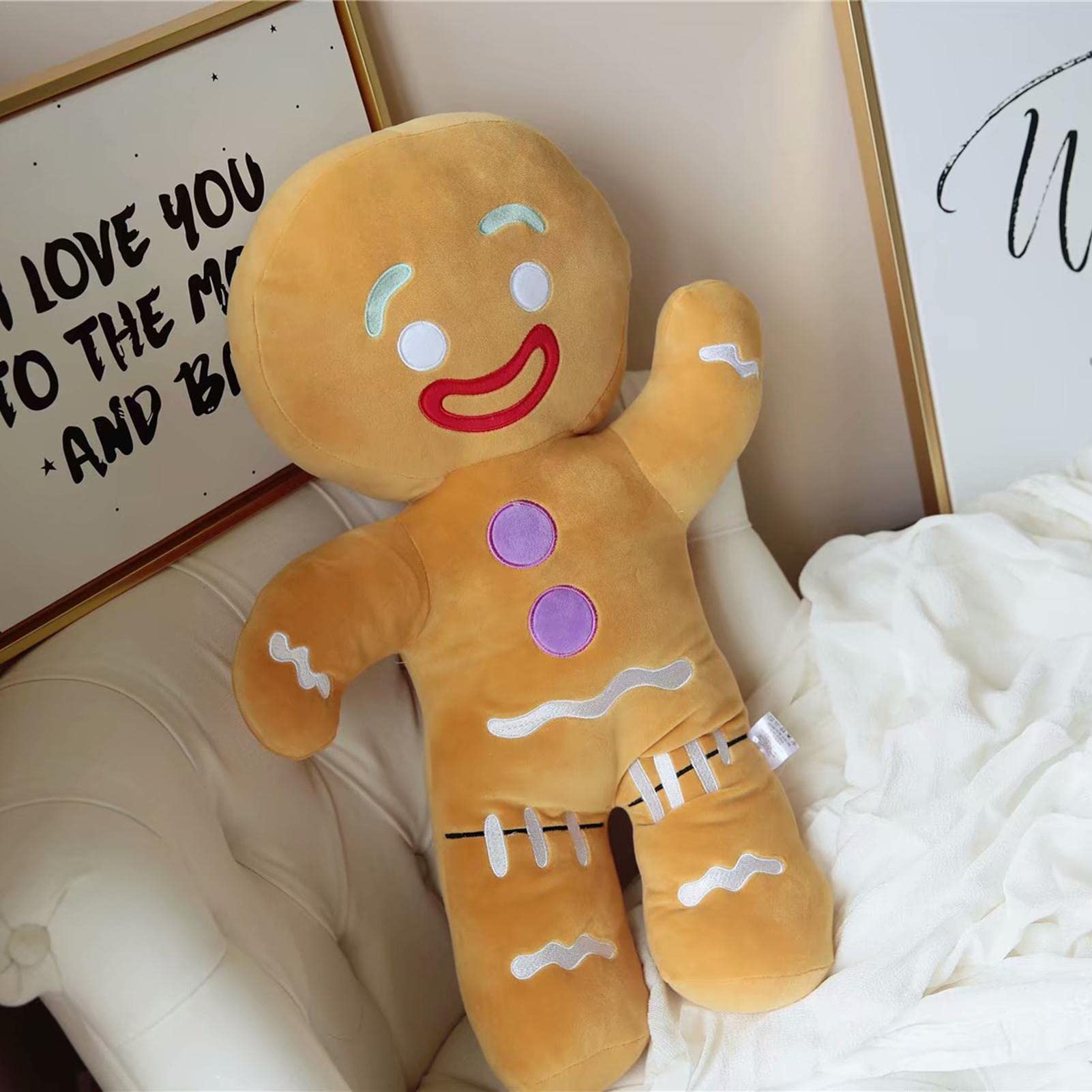 Voiakiu Christmas Gingerbread Man Plush Toy - Soft Stuffed Doll for Holiday Decorations, Festive Home Decor & Cozy Gift Idea | Perfect for Tree Ornaments, Stocking Stuffers & Seasonal Celebrations