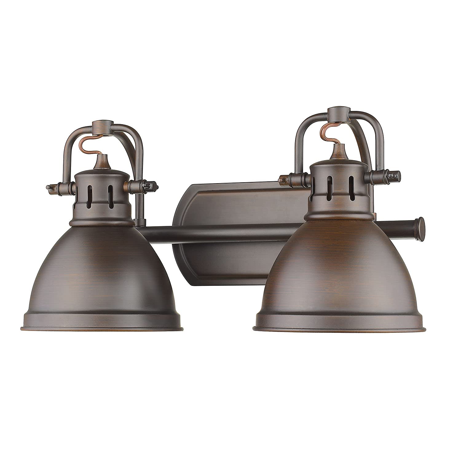 Golden Lighting Duncan 2-Light Metal Bathroom Vanity Light Fixture in Rubbed Bronze Finish - Perfect for Modern Bathroom Decor and Vanity Lighting