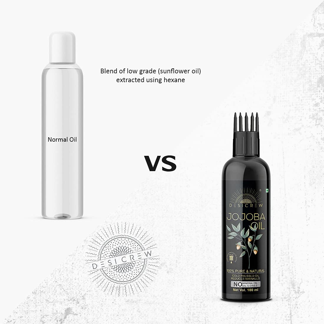 Pure Jojoba Oil with Comb Applicator - Cold Pressed 100ml - Organic Hair Growth, Skin Moisturizer & Nail Treatment - Ideal for Dry Scalp, Face Care & Cuticle Hydration - Perfect for Daily Beauty Routine & DIY Cosmetics