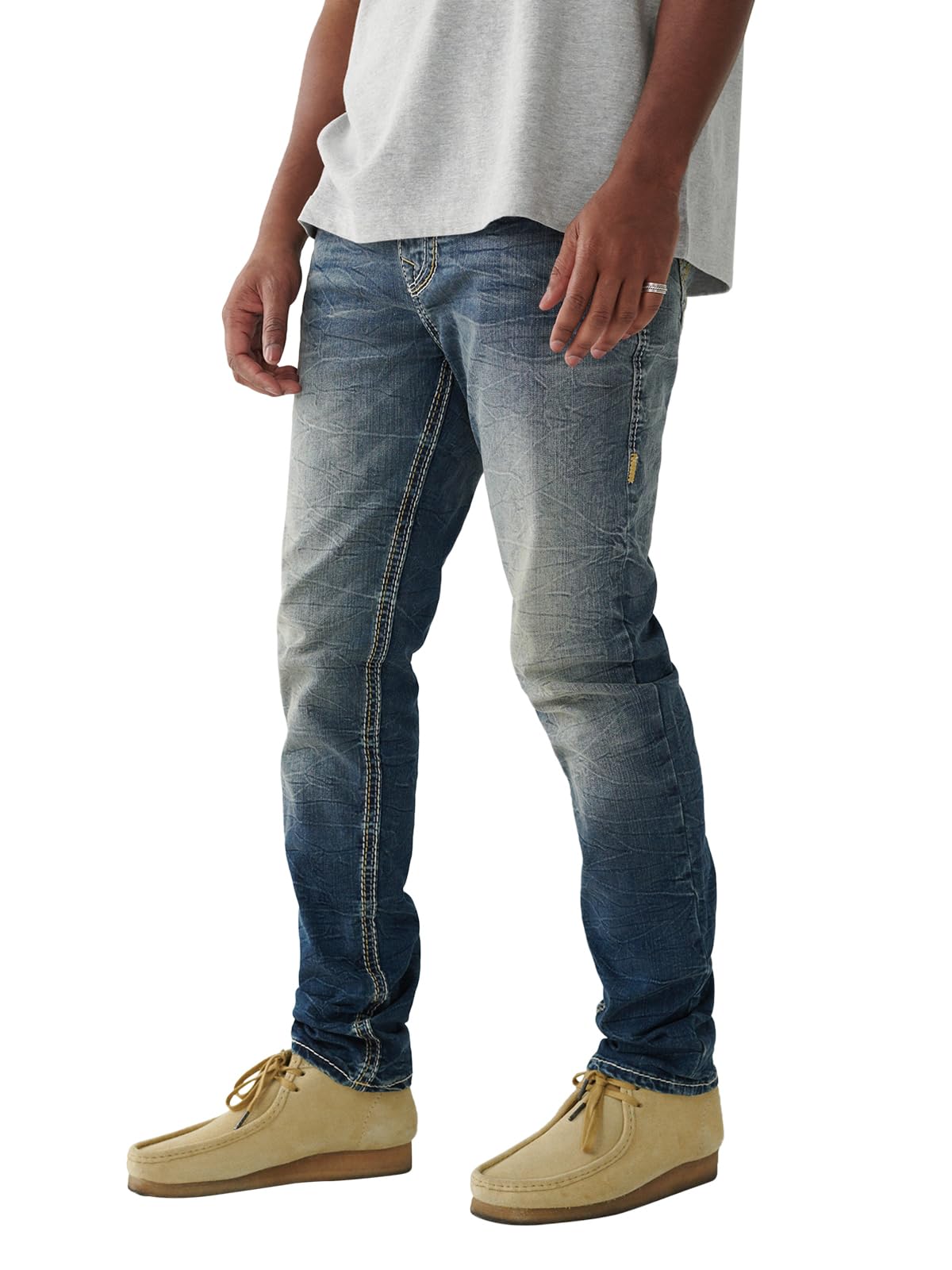 True Religion Men's Rocco Big Qt Relaxed Fit Jeans - 32 Inch Inseam | Premium Denim Pants for Casual Wear & Night Out