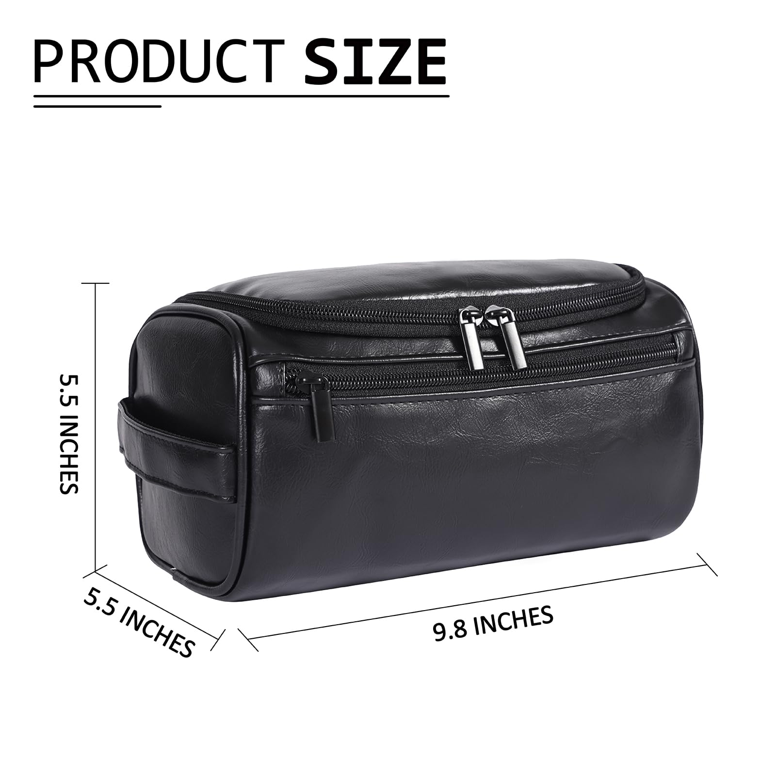 Premium Water-Resistant Hanging Toiletry Bag for Men & Women - PU Leather Travel Shaving Dopp Kit & Cosmetic Organizer (Black) - Ideal for Business Trips, Gym, Camping & Vacation Essentials