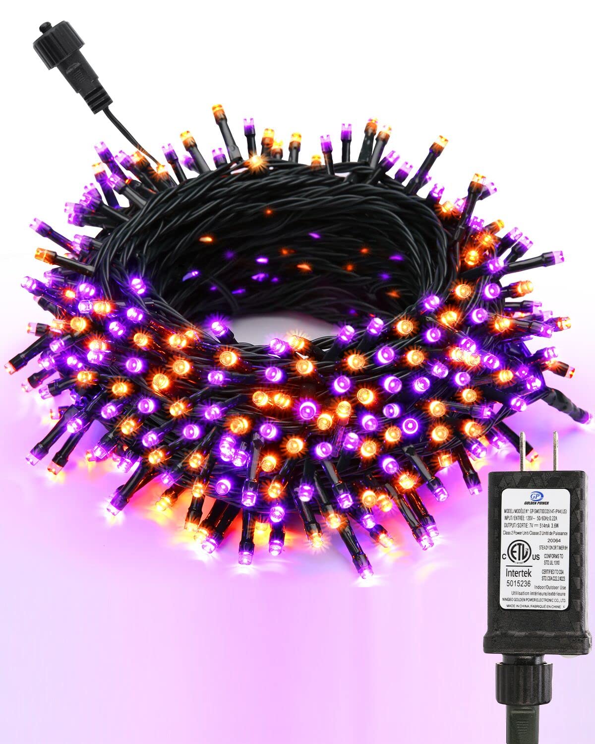 Flacchi 82 Ft 200 LED Orange & Purple Halloween String Lights with 8 Modes & Timer - Waterproof Low Voltage Indoor/Outdoor Decorative Lights for Halloween, Christmas, Garden, Party, Patio, Yard & Home Decor