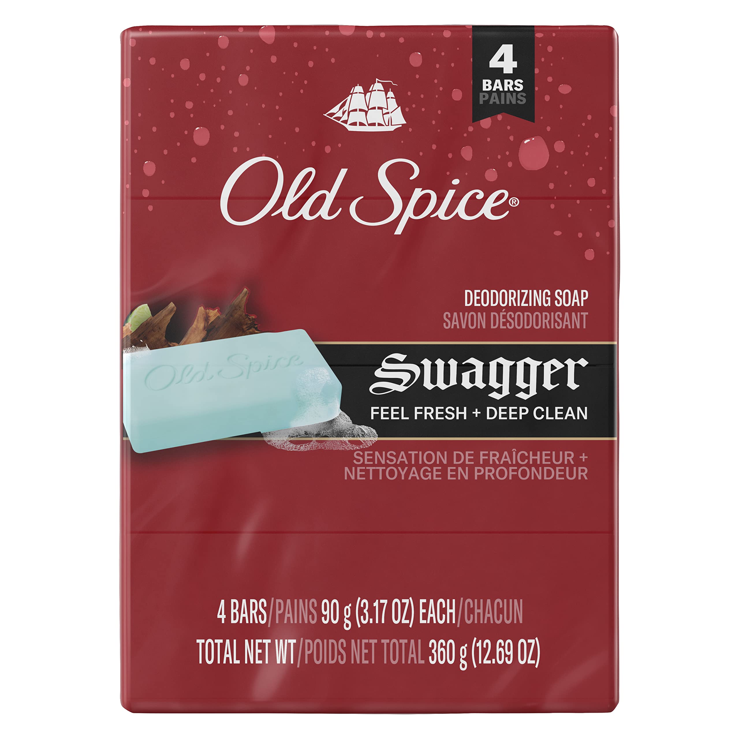 Old Spice Extra Clean Bar Soap for Men - 4 Pack (360g) | Refreshing Scent for Daily Shower & Gym Use