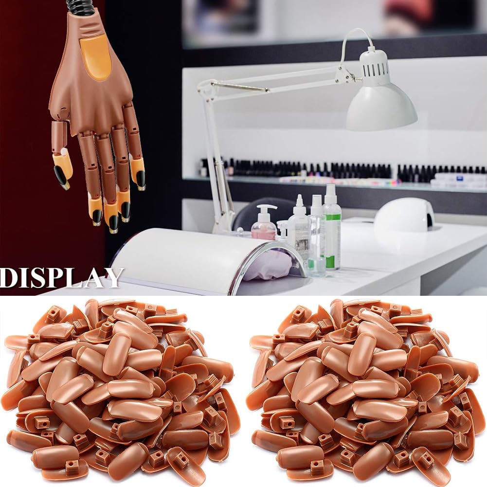AKOAK 100 Pcs Acrylic Nail Practice Fingers - Flexible Fake Nail Training Heads for Manicure Practice, DIY Nail Art Display & Salon Supplies - Perfect for Nail Technicians, Students & Home Use
