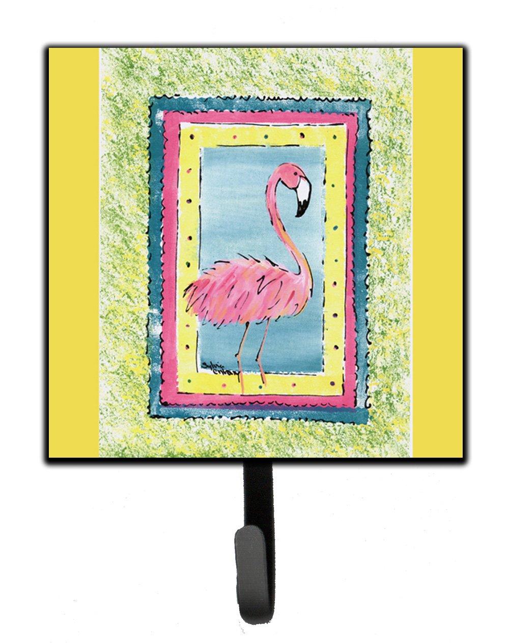 Caroline's Treasures Flamingo Wall Hook Holder - Decorative Key & Leash Organizer for Keys, Towels, Aprons | Perfect for Entryway, Kitchen, Bathroom & Pet Area