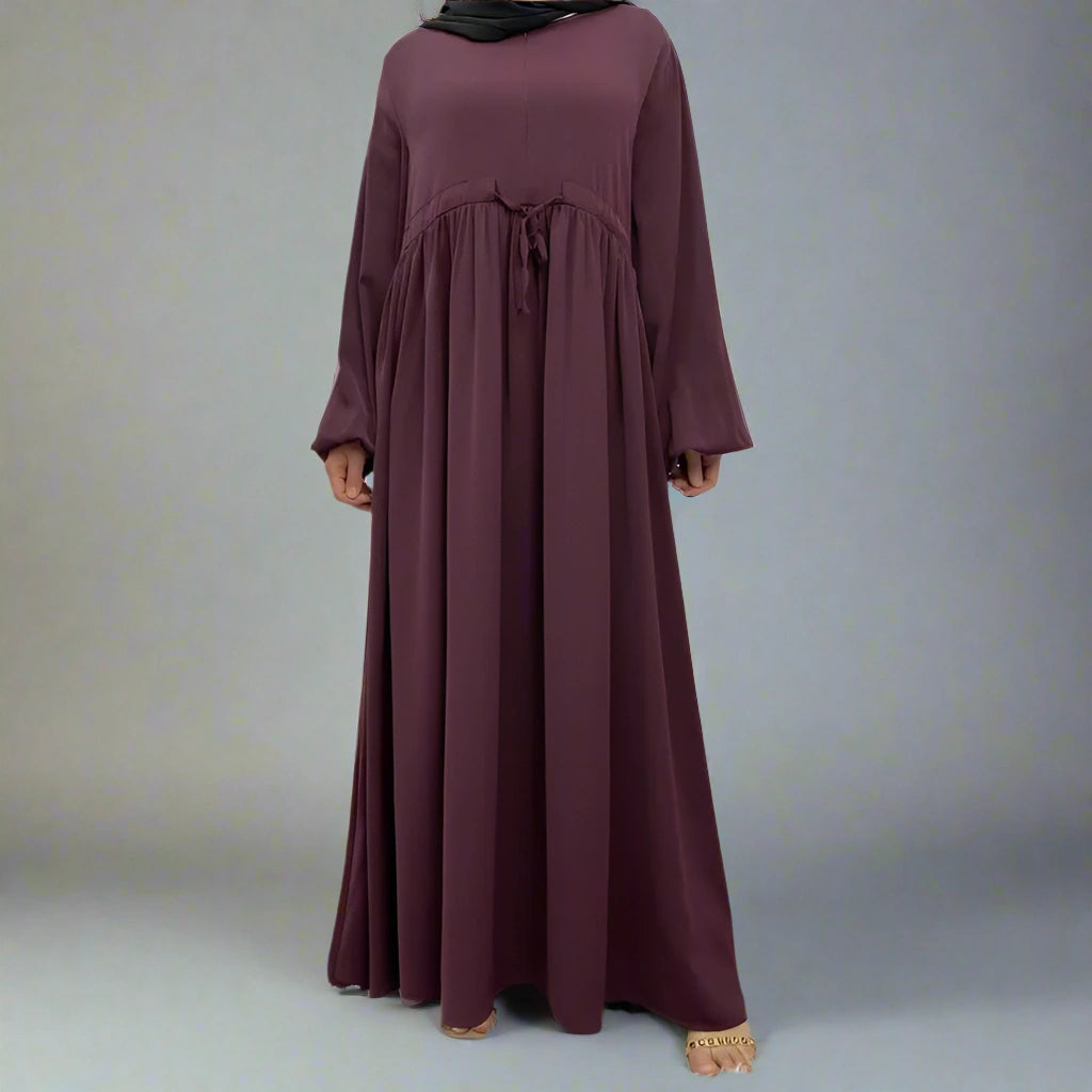 Elegant Solid Color Loose Abaya Dress for Muslim Women - Modest Islamic Clothing for Prayer, Mosque & Daily Wear