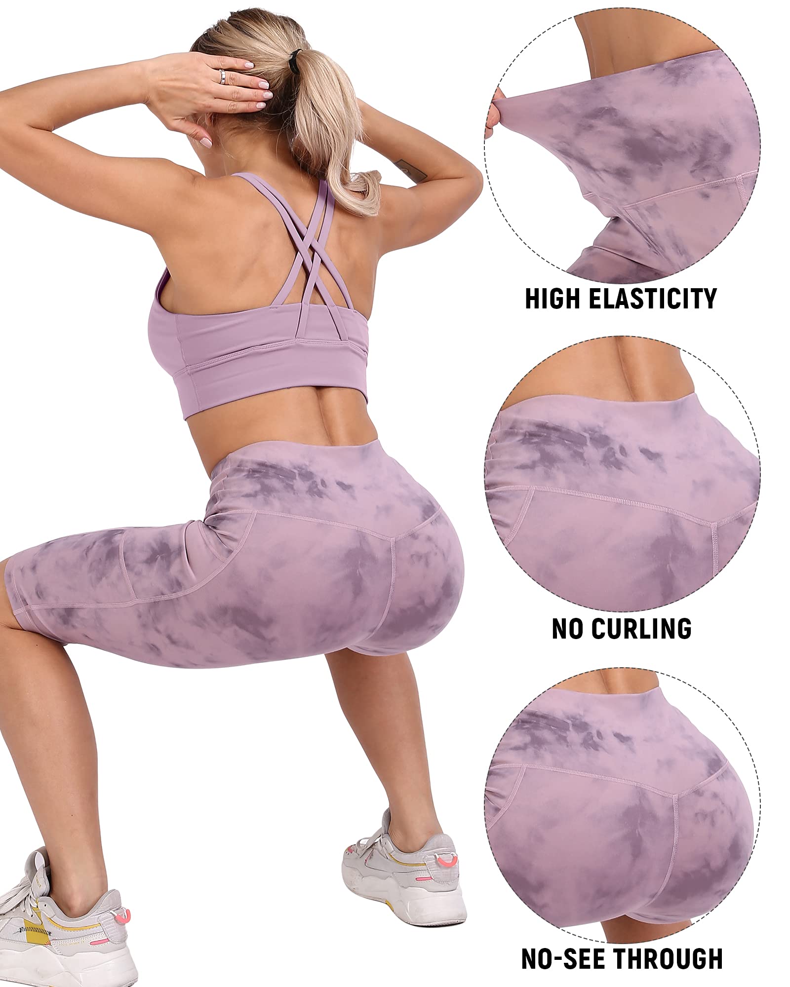 WHOUARE Women's High Waisted Yoga Shorts with Pockets - 4 Pack Workout Shorts for Running, Gym & Biking - Tummy Control Athletic Shorts for Women | Perfect for Yoga, Cycling & Active Lifestyle