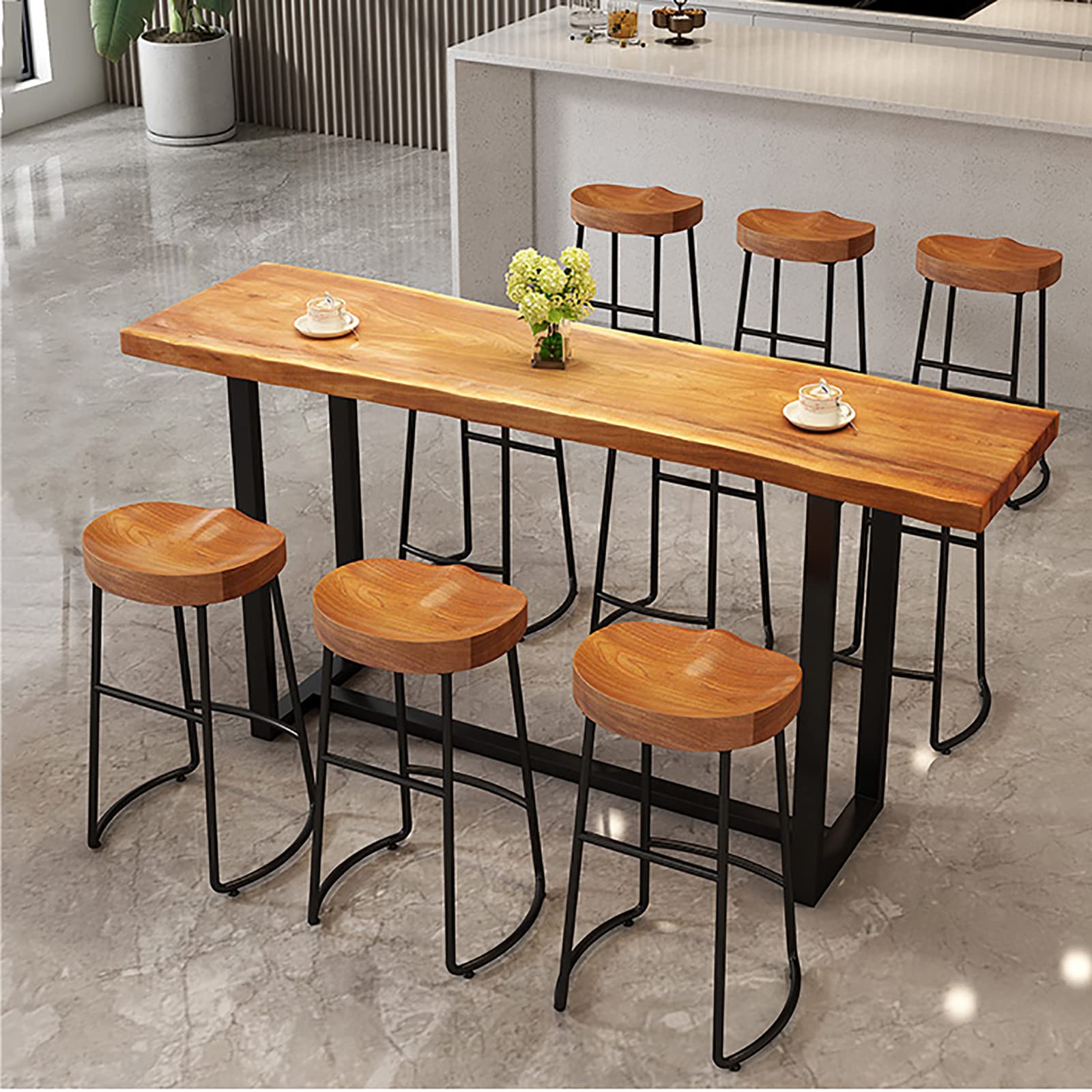 Industrial Solid Wood Bar Height Table - 63