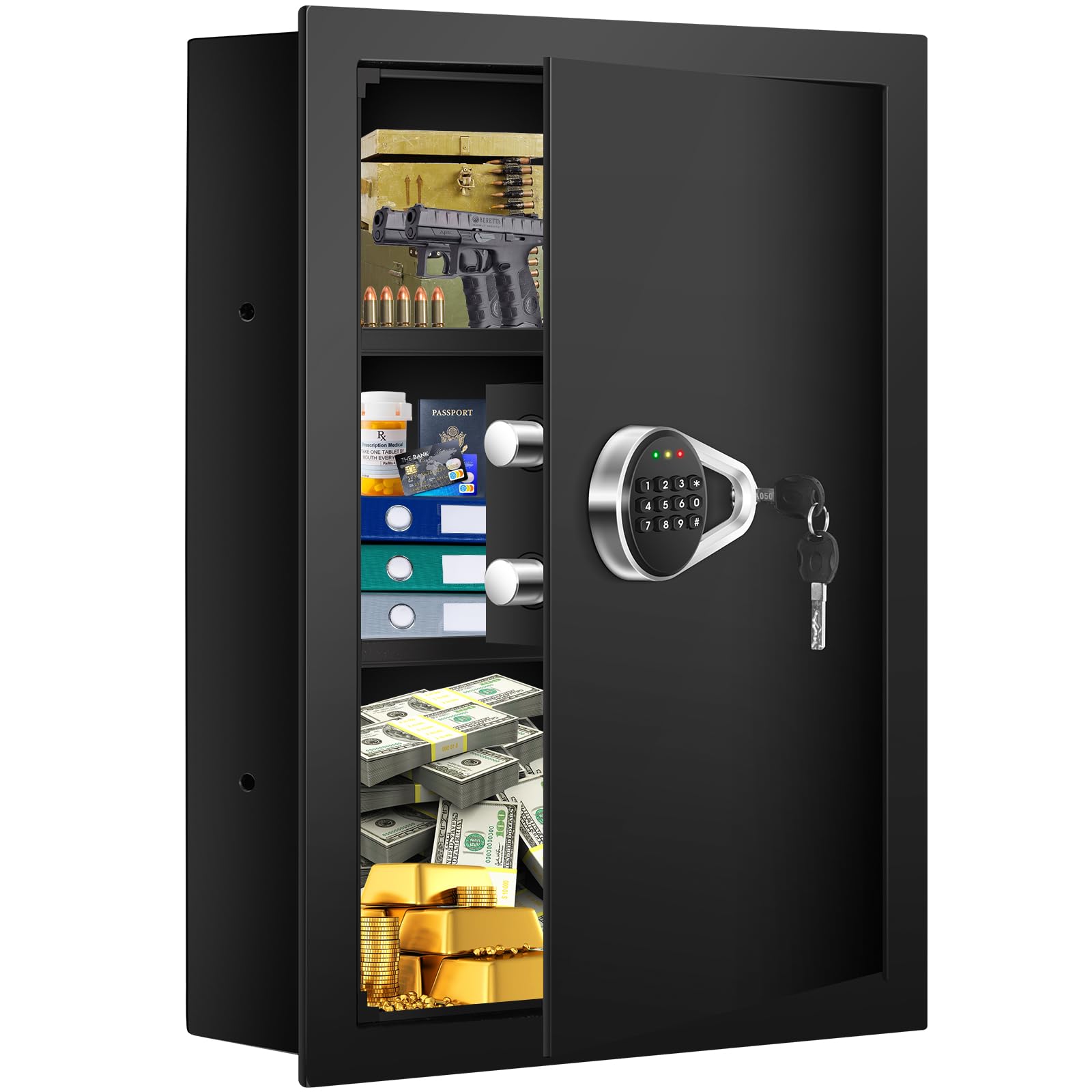 3.8 Cuft Fireproof Waterproof Home Safe Box with Digital Lock & Smart Alert - Large Anti-Theft Security Safe for Money, Jewelry, Documents - Ideal for Home, Office & Gun Storage