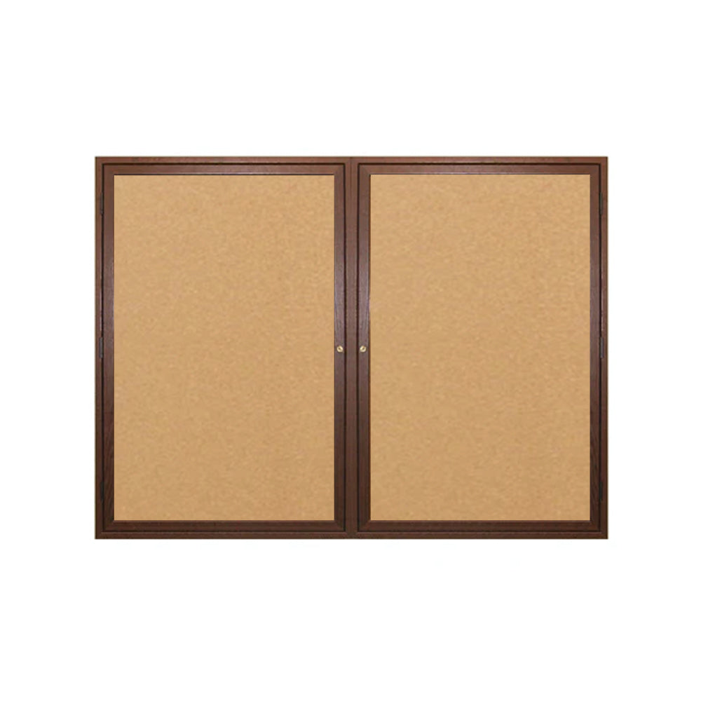 Lockable 2 & 3 Door Enclosed Wooden Bulletin Board - Wall Display Case for Schools & Offices (35+ Sizes, 3 Hardwood Finishes) - Perfect for Classroom Announcements, Office Memos & Secure Document Storage