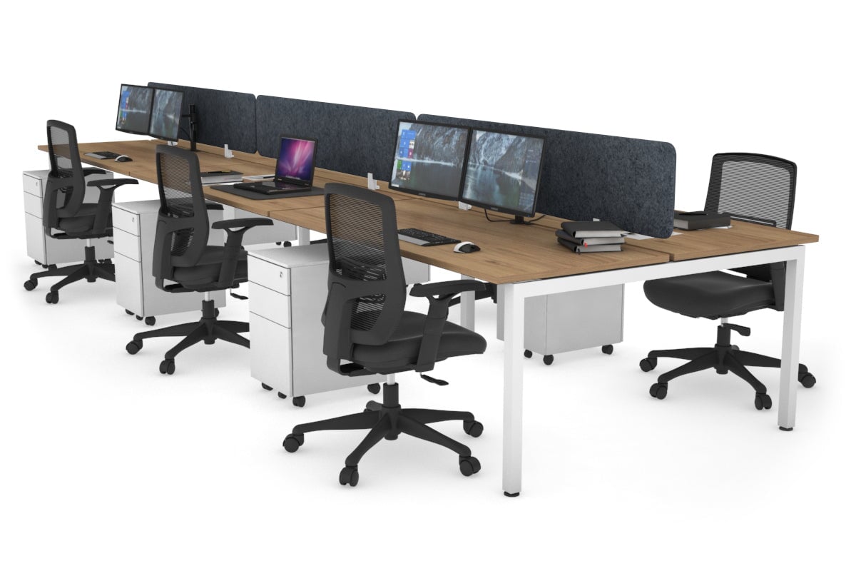 Quadro Square Legs 6-Person Office Workstation Desk [1200L x 700W] - Modern Office Furniture for Collaborative Workspaces & Team Meetings