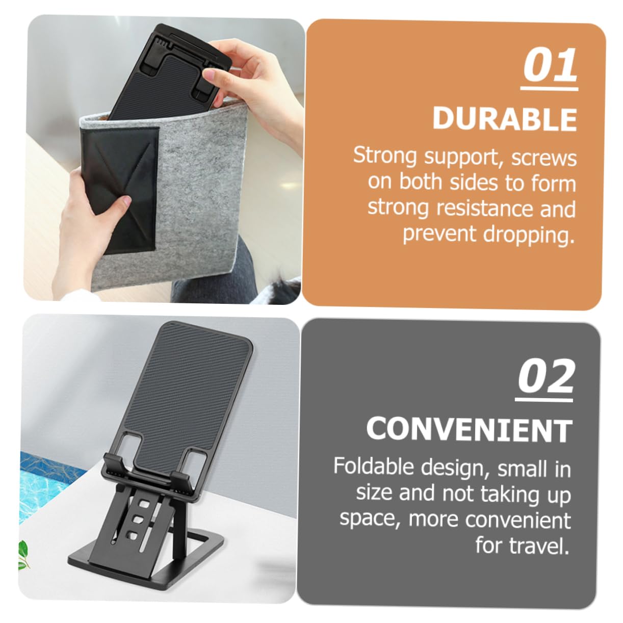 Foldable Portable Phone Stand - Adjustable & Sturdy Holder for Streaming, Watching Movies - Perfect for Desk, Bed, Travel & Video Calls
