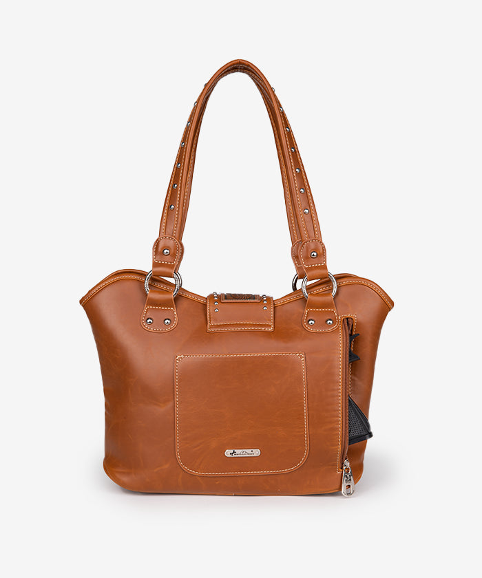 Montana West Studded Leather Concealed Carry Handbag for Women - Stylish CCW Purse with Hidden Gun Pocket - Perfect for Everyday Use, Travel & Self-Defense