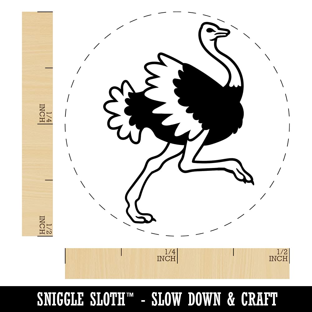 Ostrich Running Self-Inking Rubber Stamp - 1/2 Inch Mini Stamp with Blue Ink for Crafting, Scrapbooking & Planner Decoration - Perfect for DIY Projects, Journals & Office Use