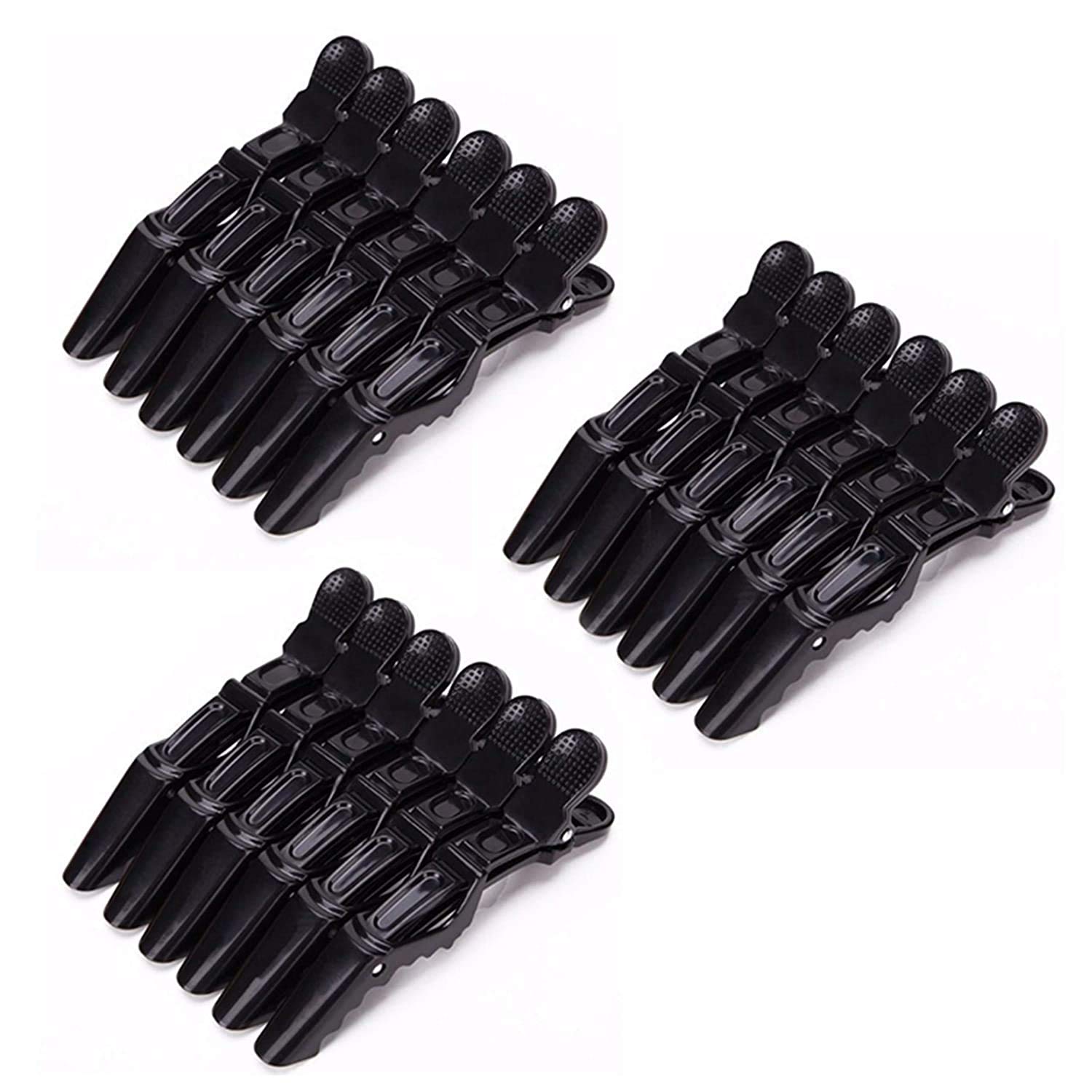 DEXO Professional Hair Sectioning Clips - 12-Pack Crocodile Black Plastic Hair Clips for Women, Styling & Hairdressing - Perfect for Salons, Home Use, and DIY Hairstyles