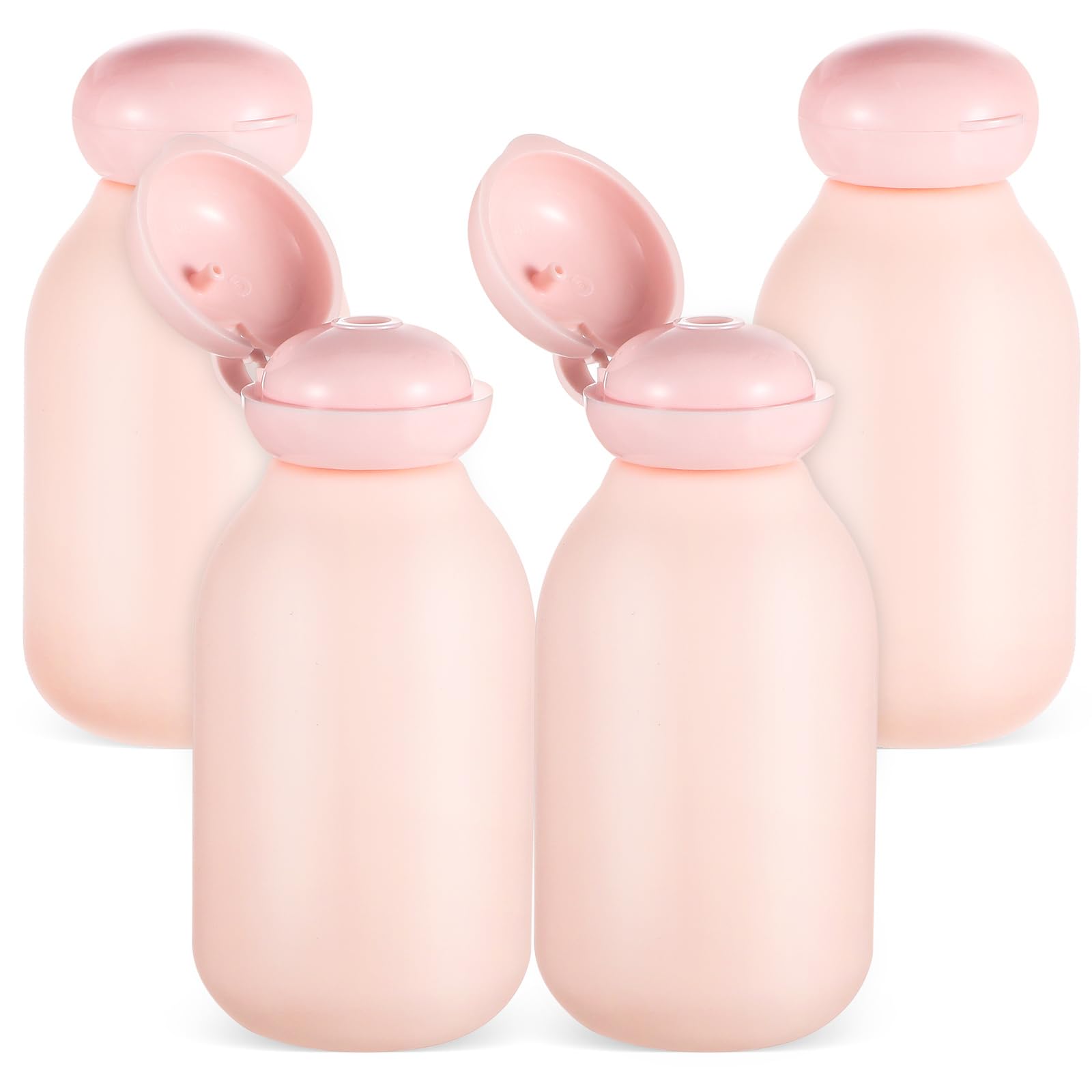 Pink Silicone Travel Bottles for Toiletries - 4PCS Leak-Proof Refillable Squeeze Bottles for Shampoo, Lotion & Cosmetics | Perfect for Air Travel, Gym, Camping & Vacation Essentials