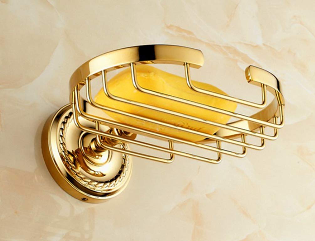 Luxury Gold Brass Soap Basket - Wall Mounted Bathroom Holder for Home & Hotel