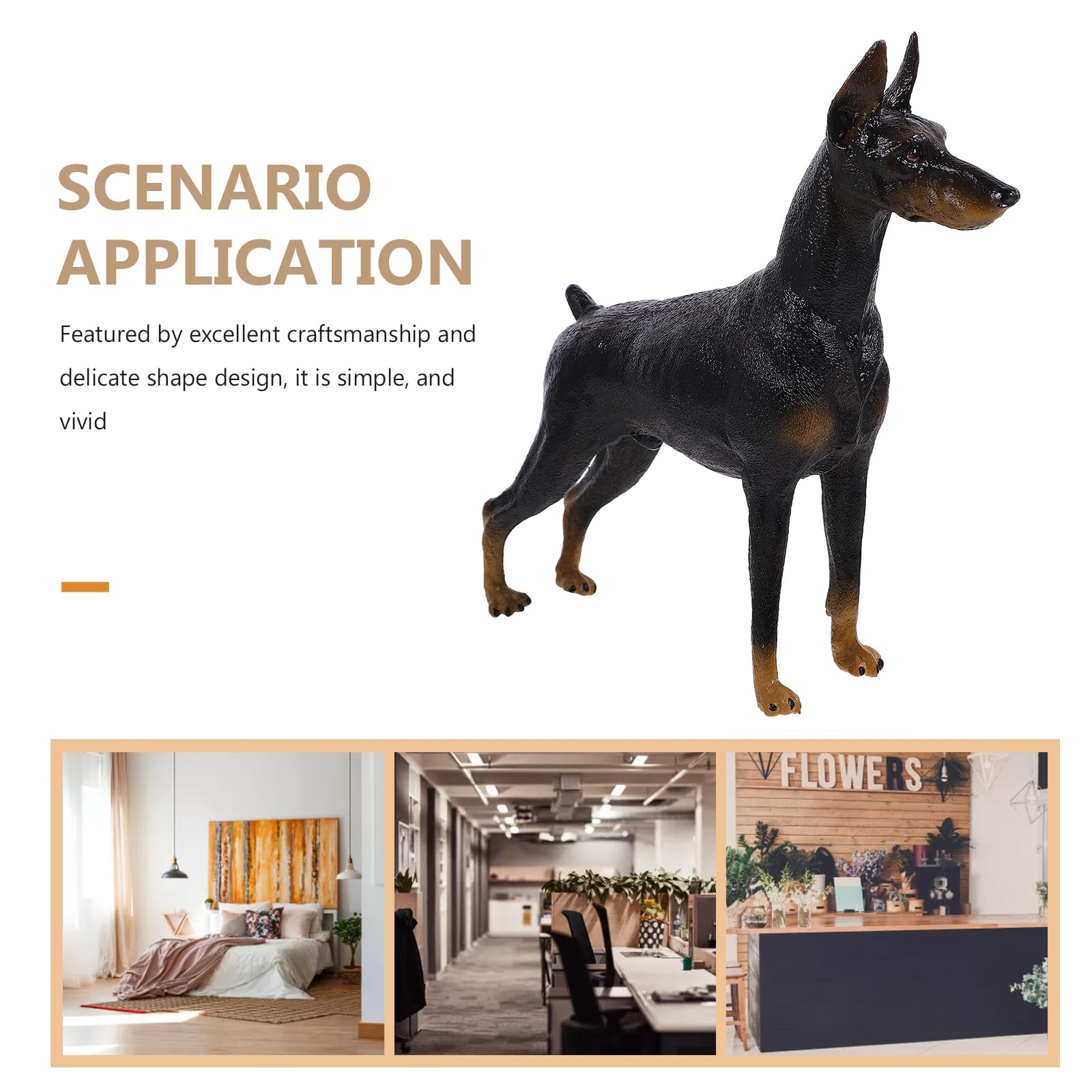 Realistic Doberman Dog Figurine - Handcrafted Resin Desktop Decor, Collectible Animal Statue for Home & Office Display | Perfect for Pet Lovers, Gift Ideas, and Shelf Decoration