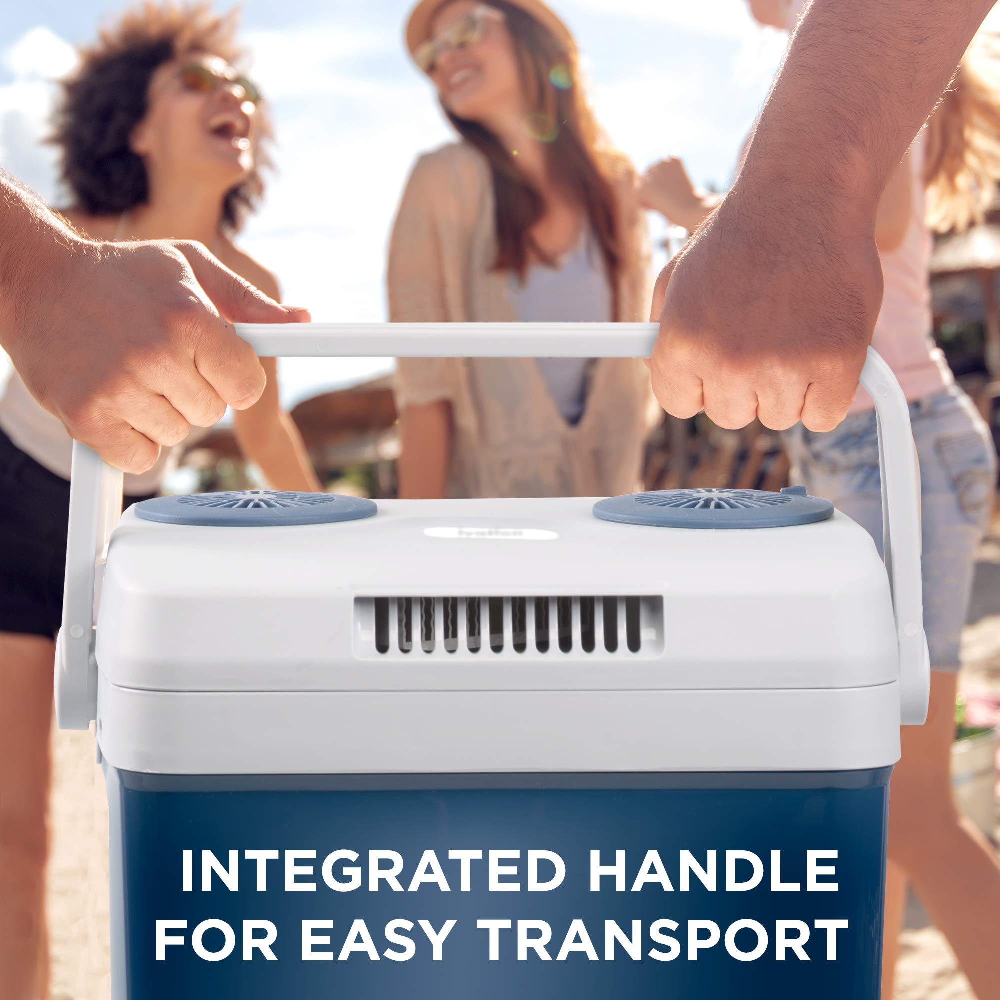 Ivation 27 Quart (25L) Electric Cooler and Warmer - Portable Thermoelectric Fridge for Car, Truck, RV, Home | 110V AC & 12V DC Power | Perfect for Camping, Travel, Road Trips, Picnics and Outdoor Adventures
