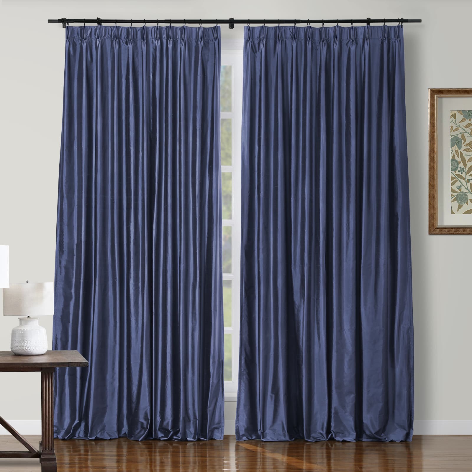Selman Dupioni Silk Drapery Pleated Curtains - Elegant Window Treatments for Living Room & Bedroom