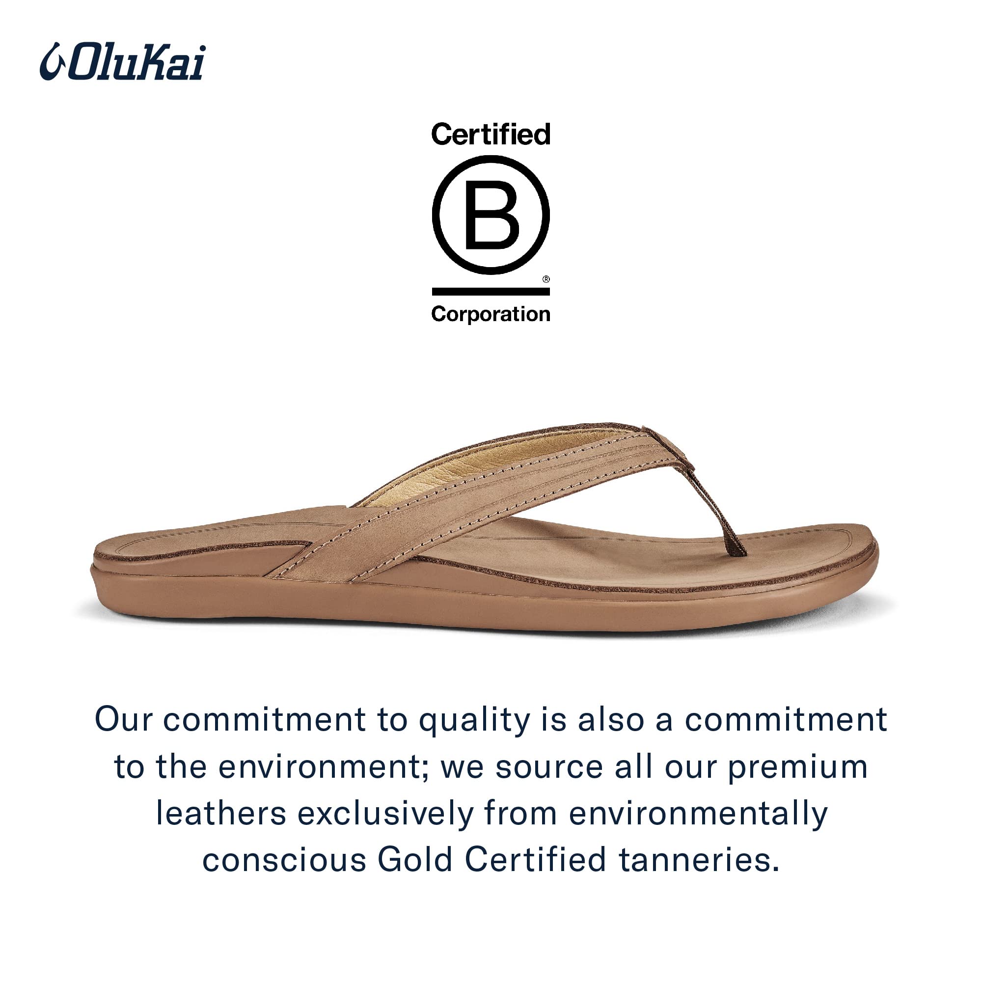 OLUKAI Women's Aukai Leather Flip Flop Sandals - Soft Comfortable Beach Slides with Non-Marking Outsoles | Lightweight & Supportive for All-Day Wear | Perfect for Pool, Vacation & Summer Outfits