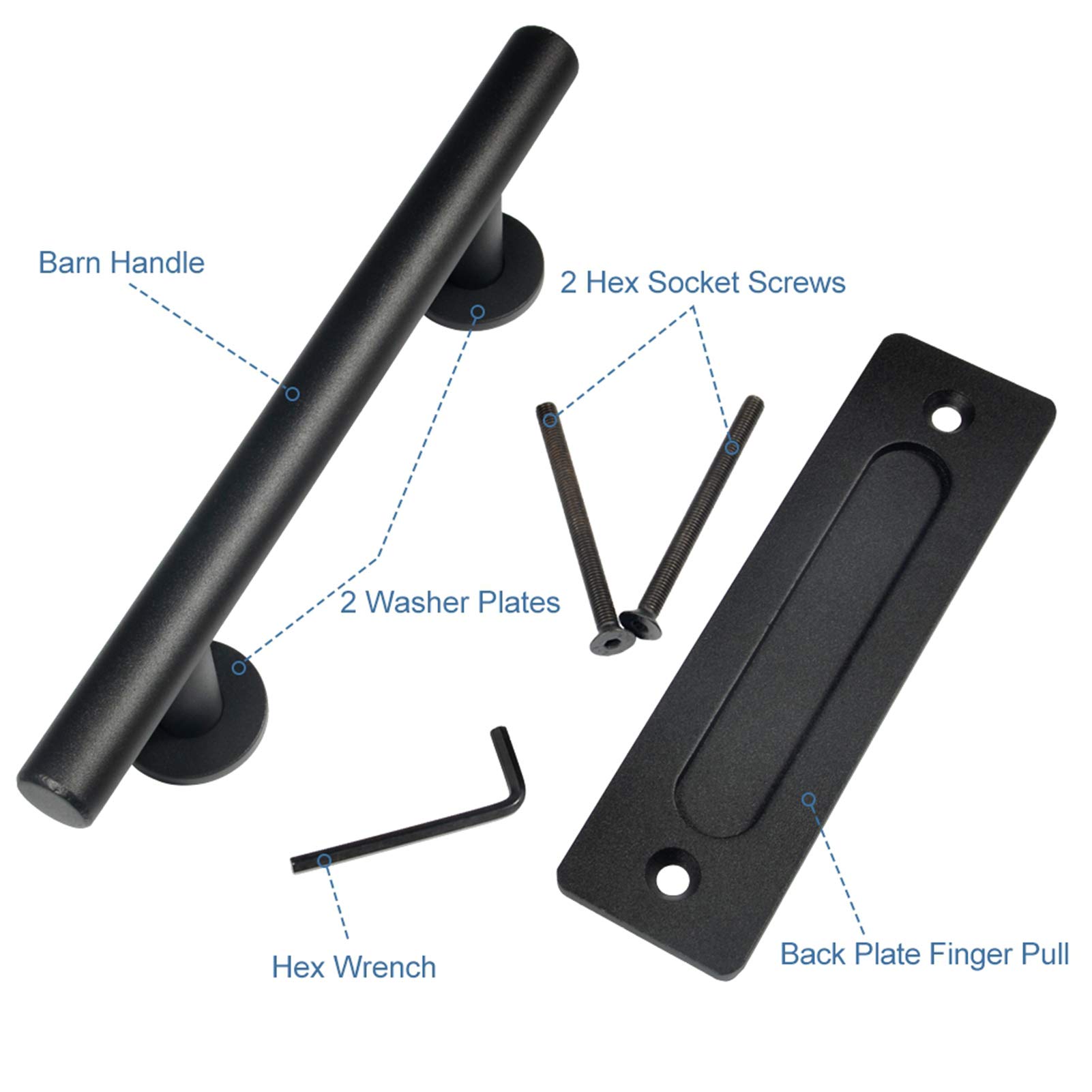 Premium Black Carbon Steel Sliding Barn Door Handle - Heavy Duty 11.88