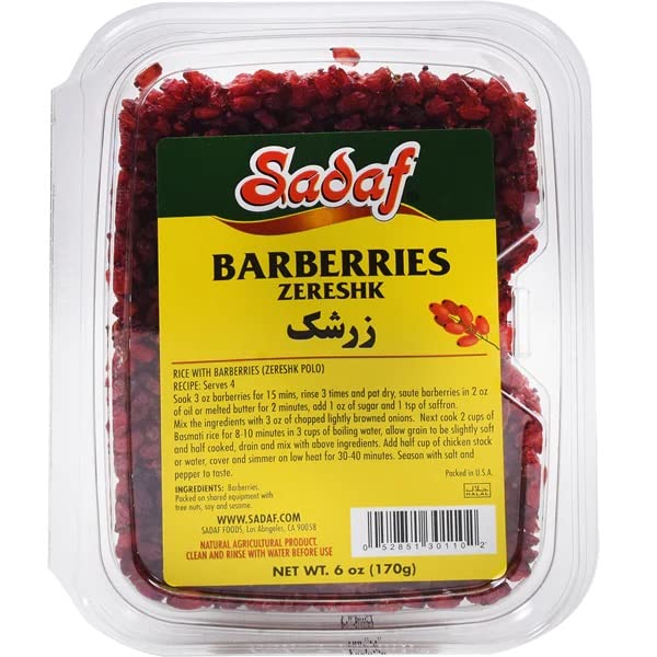 Premium Sadaf Dried Barberries (Zereshk) – 6 oz Pack – All-Natural Persian Superfood for Cooking, Baking & Healthy Snacks – Perfect for Rice Dishes, Salads & Desserts