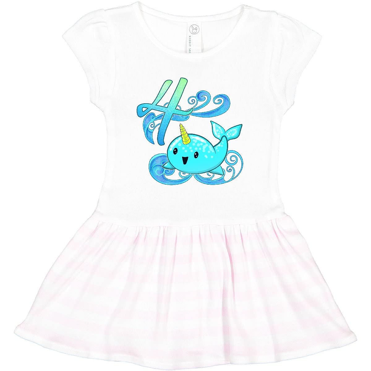 Inktastic Cute Narwhal 4th Birthday Toddler Dress - Adorable Unicorn Whale Themed Outfit for Girls' Birthday Party & Special Occasions