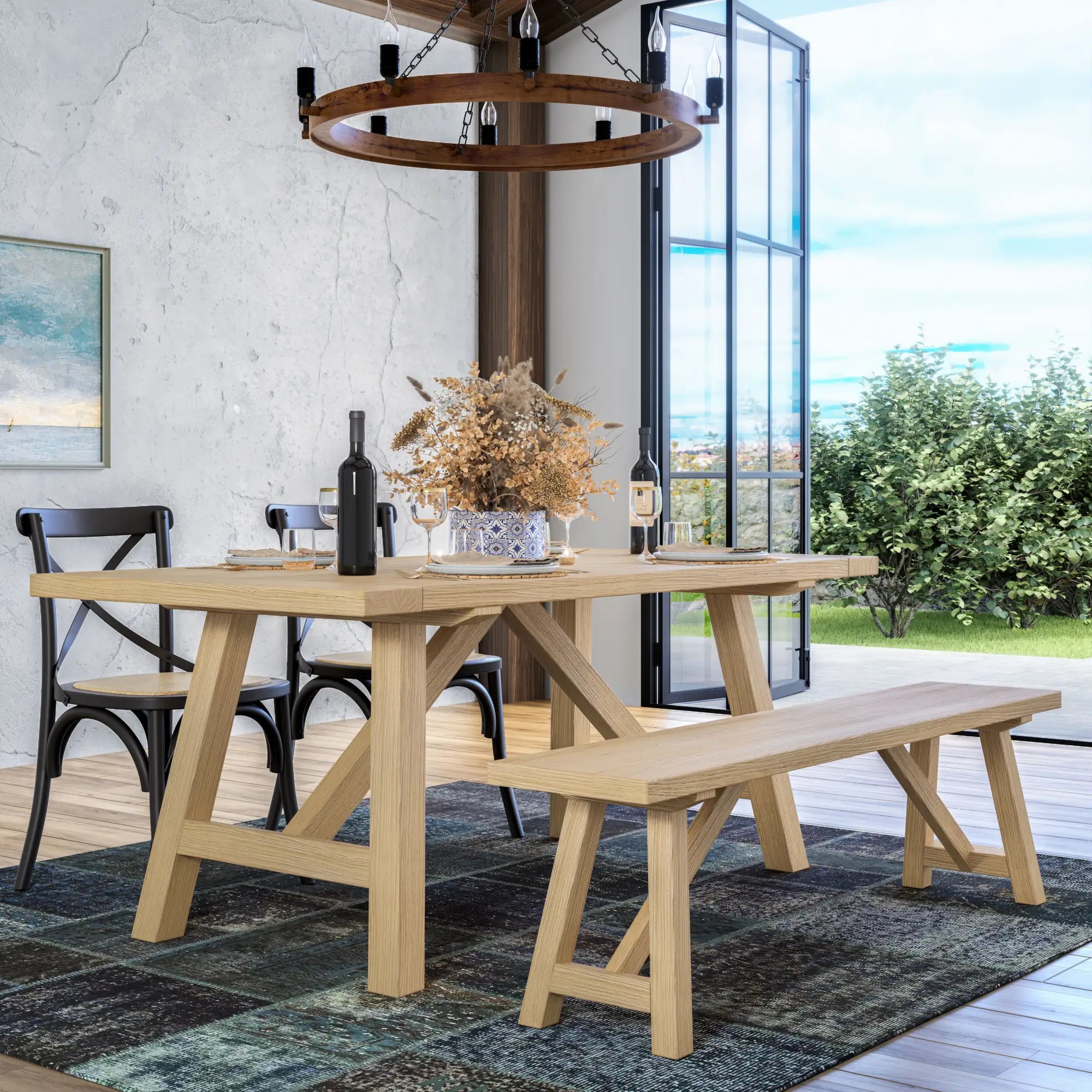 Customizable Cascais 72-Inch Modern Dining Table - Extendable Wooden Table for 8-10 People - Perfect for Family Gatherings & Dinner Parties