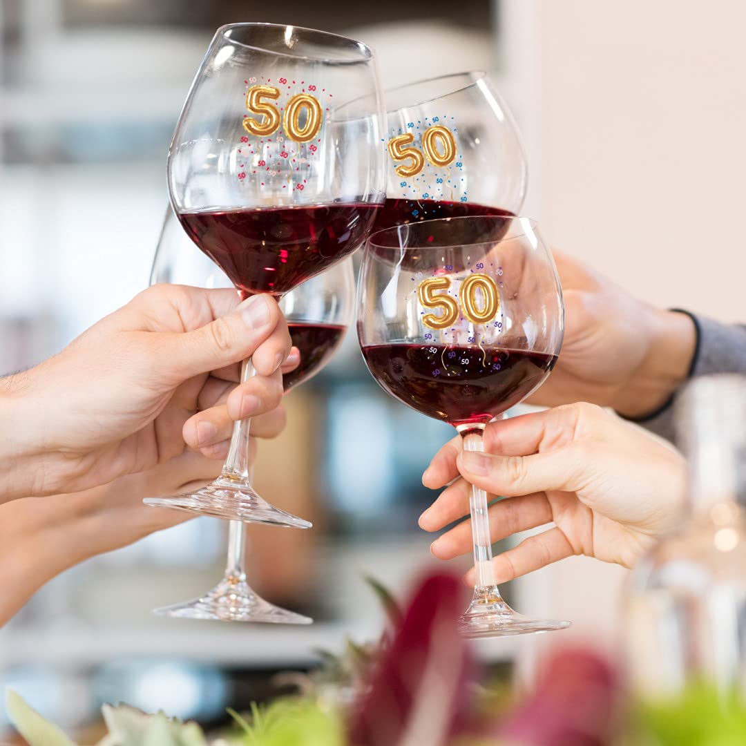 12-Pack Reusable Wine Glass Markers with Static Cling - Perfect for 50th Birthday, Anniversary & Bachelorette Parties - Wedding, Holiday & Dinner Party Essentials - Ideal Gift for Wine Lovers - Great for Celebrations, Events & Home Entertaining - Use for Wine Tastings, Bridal Showers, Holiday Gatherings, Office Parties & Social Events to Keep Track of Glasses - Essential for Wine Glass Identification at Parties, Events and Home Gatherings