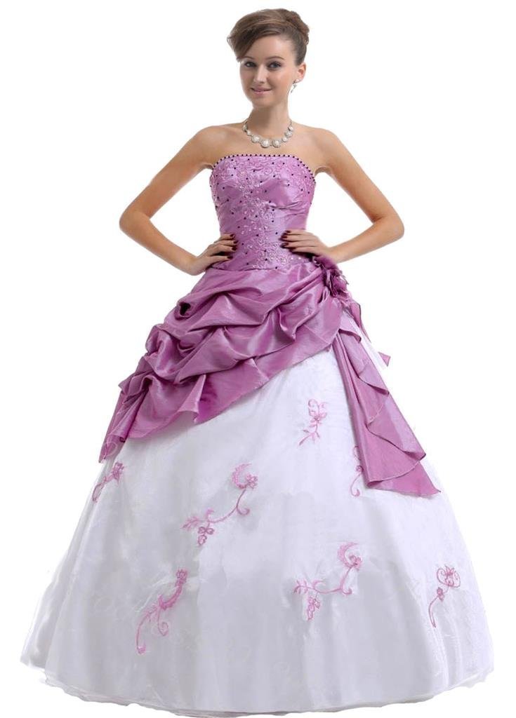 Elegant Women's Silver Embroidered Beaded Princess Evening Ball Gown for Prom, Wedding & Formal Events