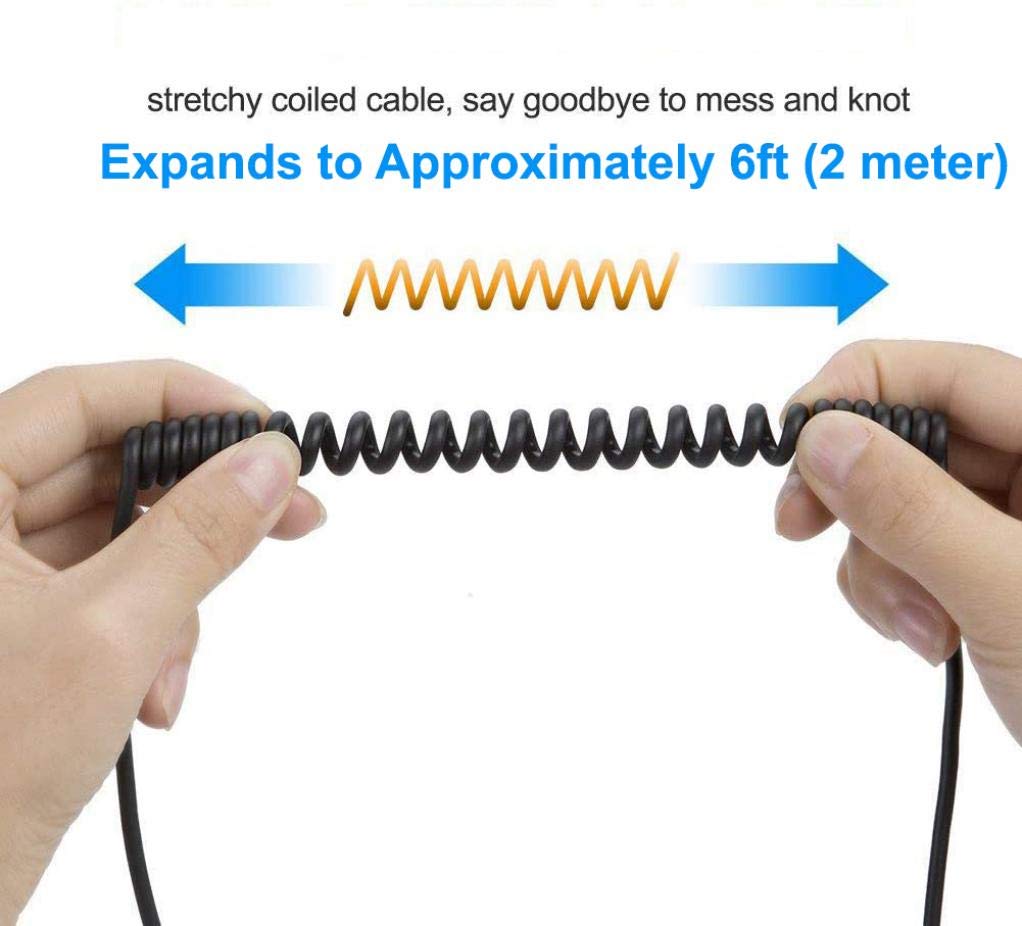 Premium 6ft Coiled USB-C to USB-C Fast Charging Cable for LG V60, V50S, V50 ThinQ 5G - High-Speed Data Sync & Power Delivery - Durable Black Charger Cord for Home, Office & Travel Use