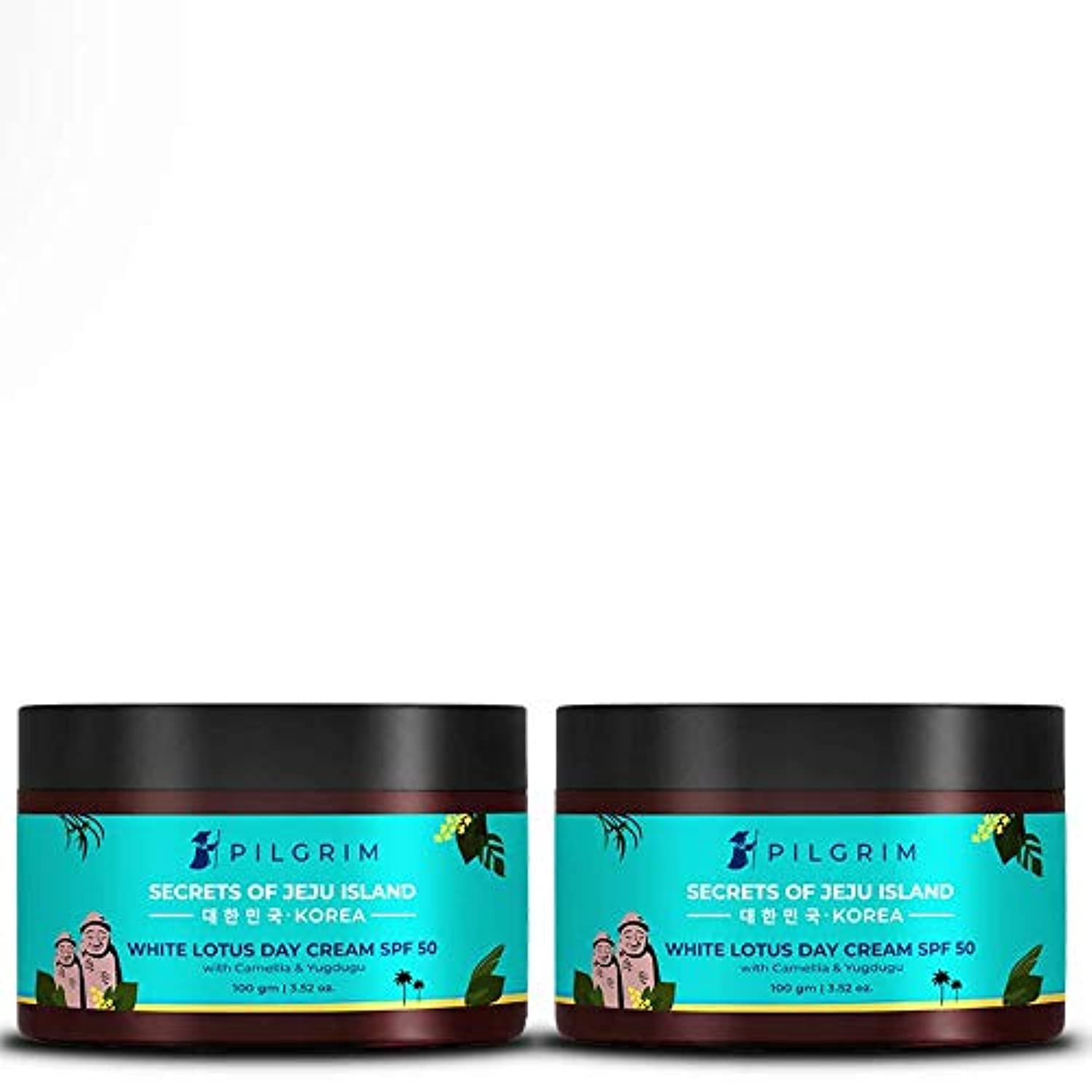 PILGRIM Korean Face Cream Pack of 2 - Skin Brightening & Lightening, De-Pigmentation, Blemish Removal for Dry, Oily, Combination & Acne Skin | Korean Beauty Secrets | 100g x 2 | Perfect for Daily Skincare Routine & Night Care