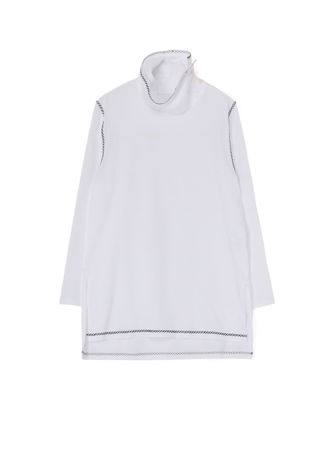 Stylish Cotton Jersey High Neck Long Sleeve T-Shirt with Geometric Stitches - Perfect for Casual Wear, Layering & Everyday Outfits
